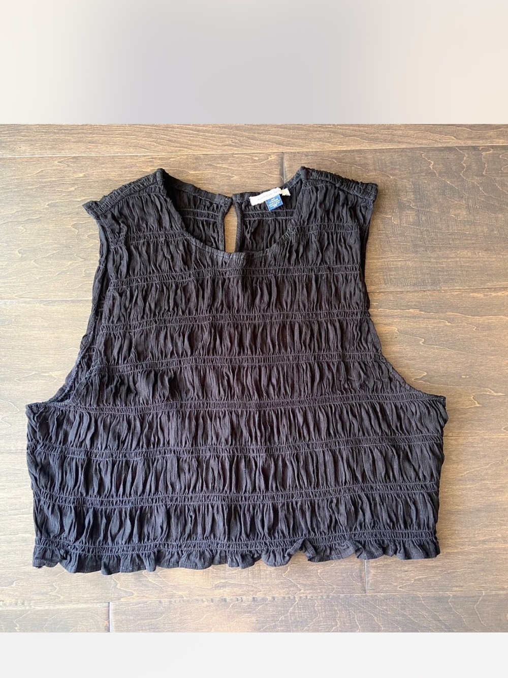 Black American Eagle Outfitters Black Smocked Crop Top